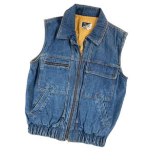Vintage DAX Denim Bomber Vest L Blue Streetwear Layer Gorpcore Trucker Workwear